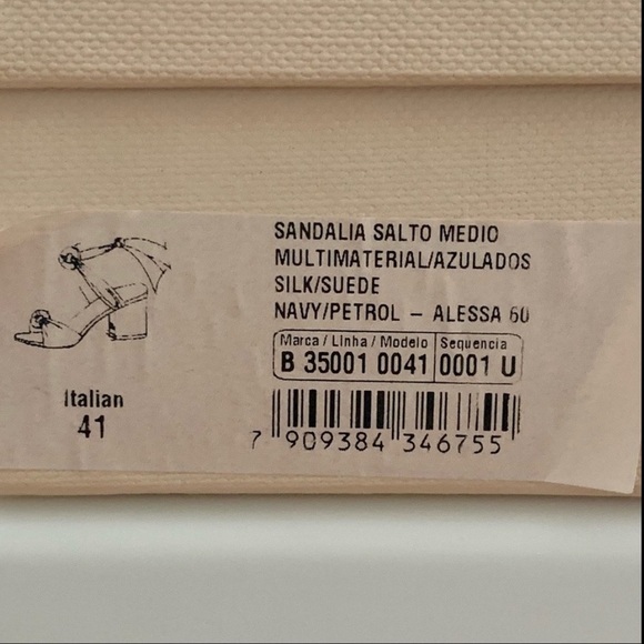 ALEXANDRE BIRMAN Alessa 60 Suede Ankle Wrap Block Sandals Navy Petrol with Gold - Picture 3 of 16